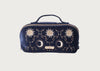 Celestial Sun & Moon Velvet Open Flat Makeup Bag Navy