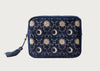Celestial Sun & Moon Velvet Wash Bag Navy