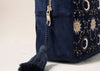 Celestial Sun & Moon Velvet Wash Bag Navy