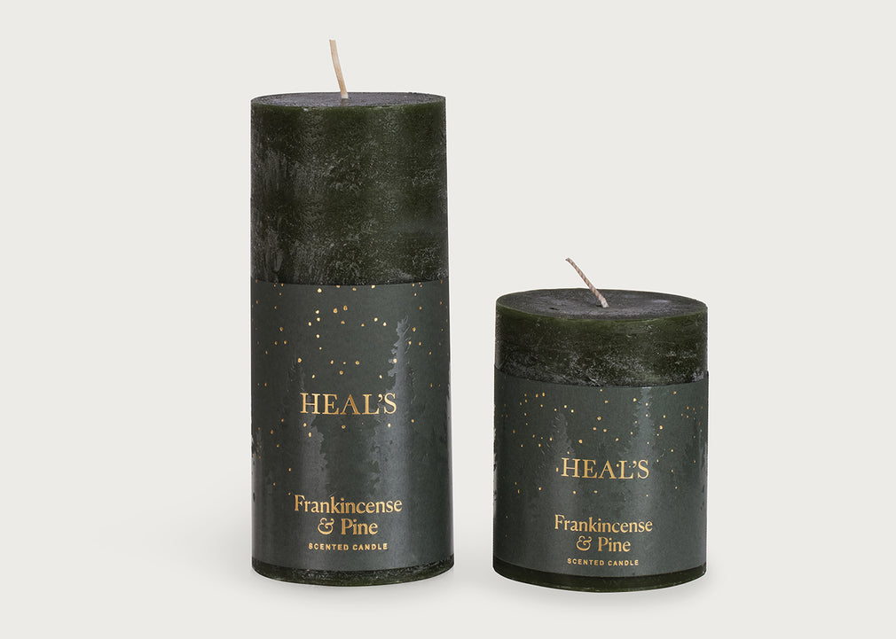 Frankincense & Pine Coloured Pillar Candle