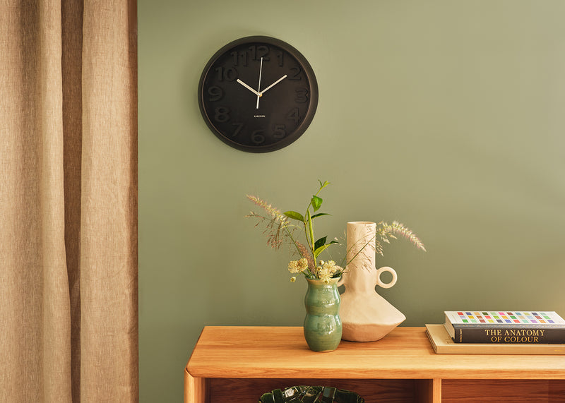 Elevated Classic Numbers Wall Clock Black