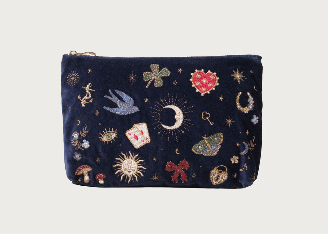 Cosmic Charms Velvet Everyday Pouch Navy