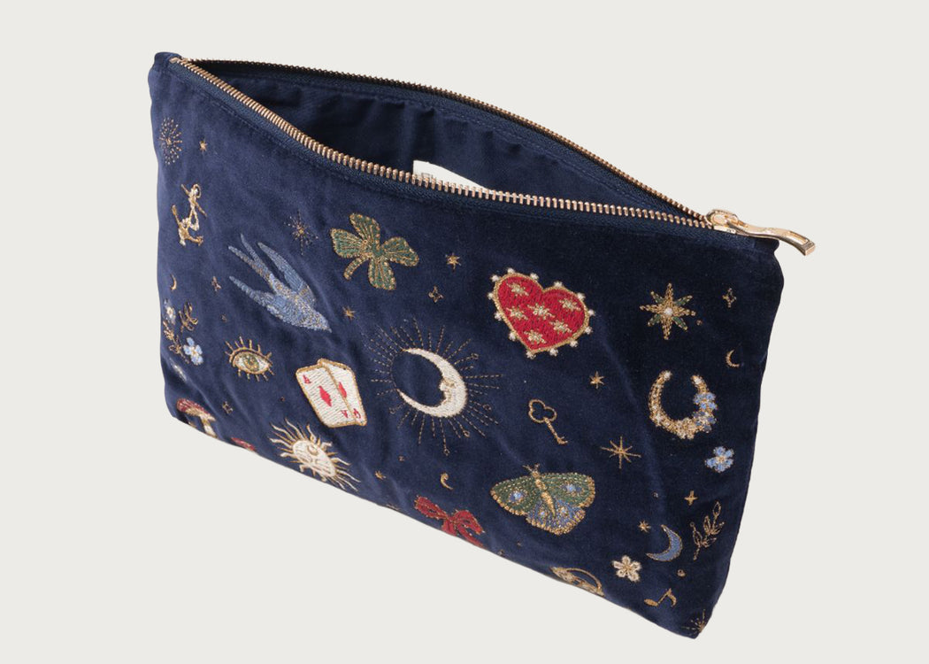 Cosmic Charms Velvet Everyday Pouch Navy
