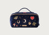 Cosmic Charms Velvet Open Flat Makeup Bag Navy
