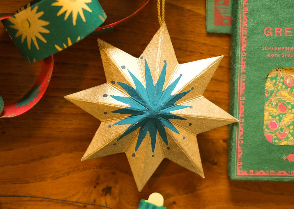 Golden Star Screen-Printed Board Decoration