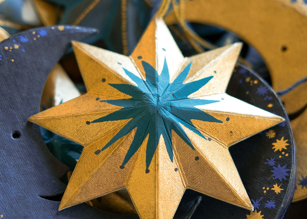 Golden Star Screen-Printed Board Decoration