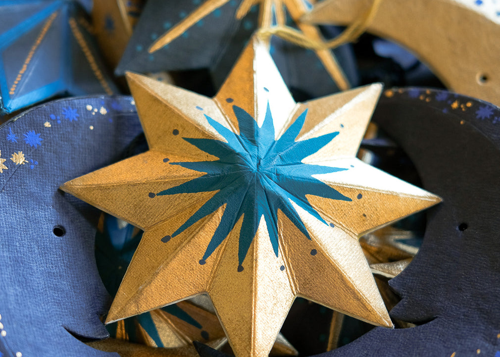 Golden Star Screen-Printed Board Decoration