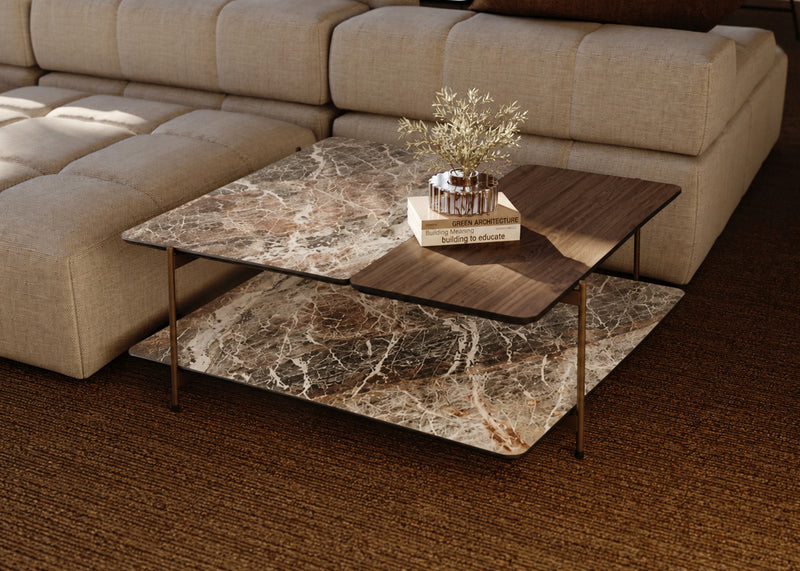 Dua Stone/Wood Coffee Table Square