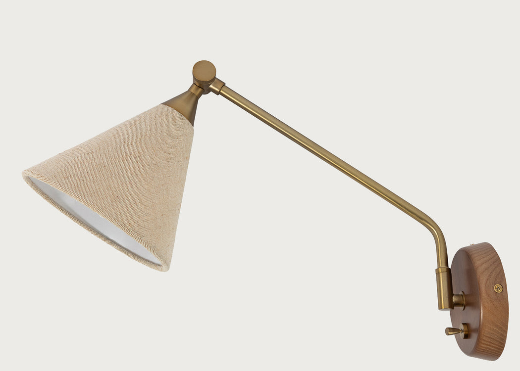 Dryden Swing Arm Wall Light Walnut & Natural
