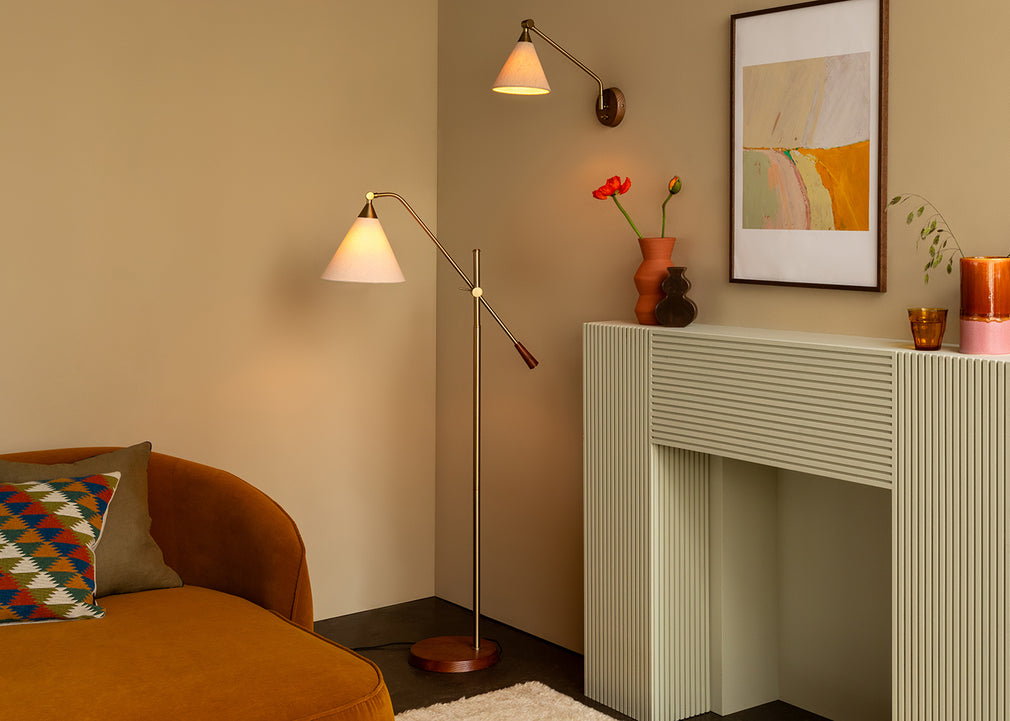 Dryden Swing Arm Wall Light Walnut & Natural