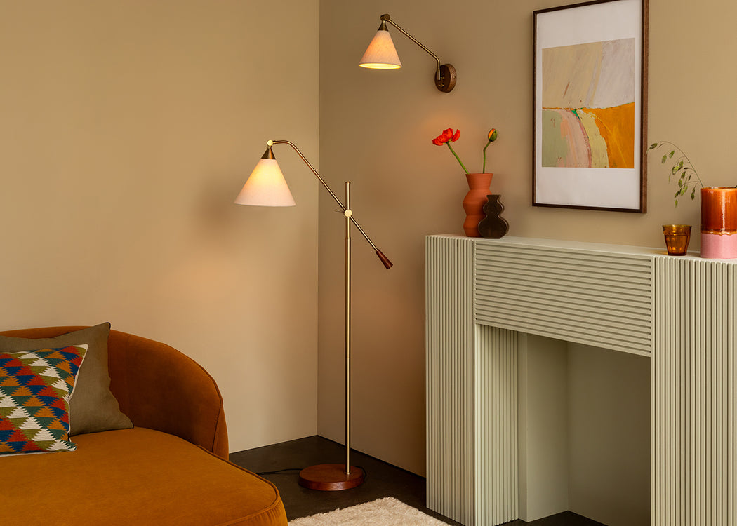 Dryden Swing Arm Wall Light Walnut & Natural