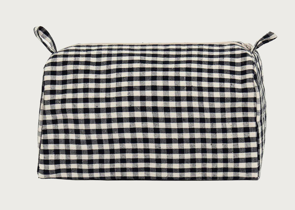 Check Washbag Black & White Large