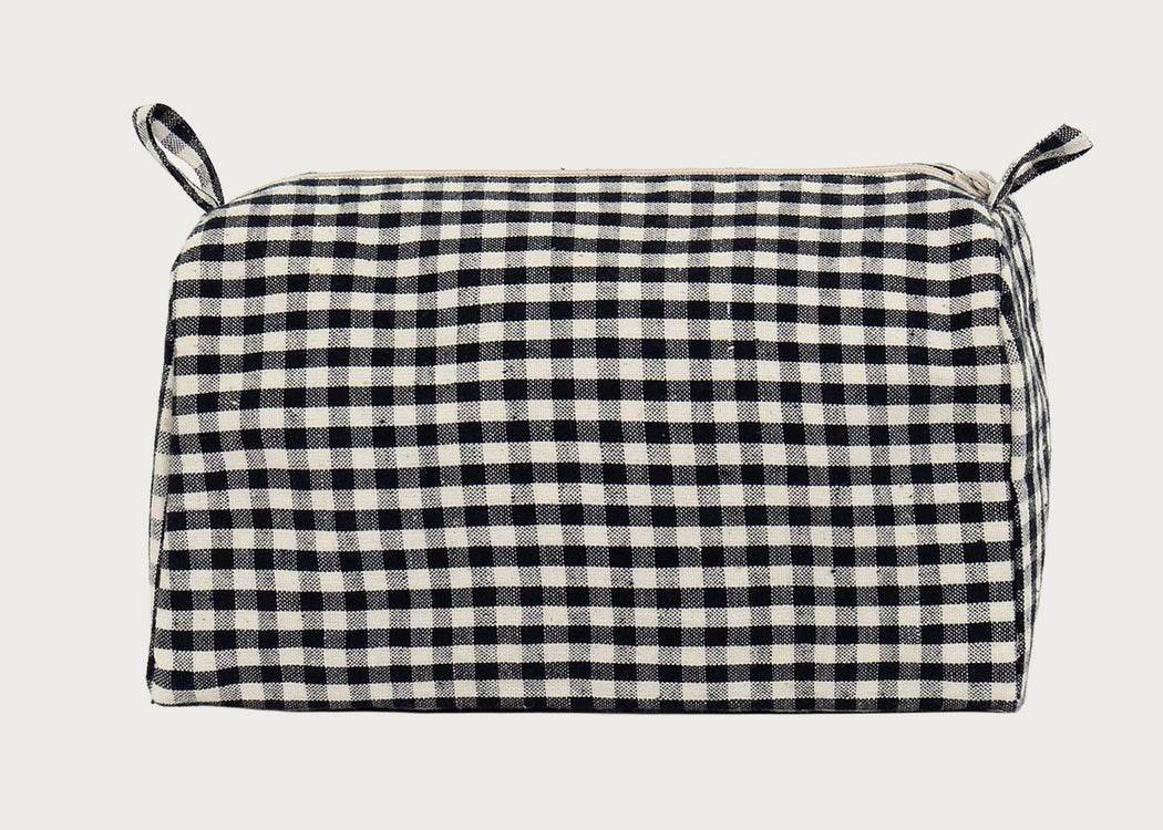 Check Washbag Black & White Large