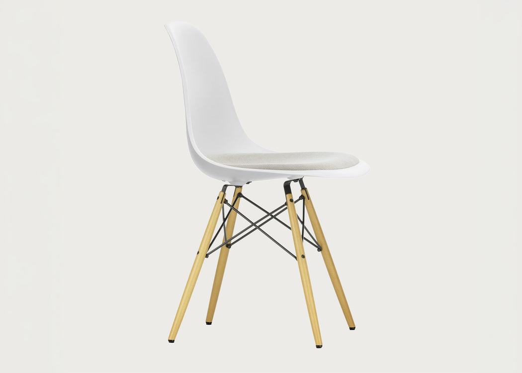 Eames Plastic Side Chair RE DSW Upholstered Seat