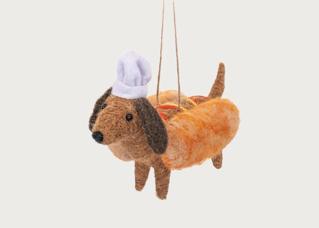 Hot Sausage Dog Felt Decoration