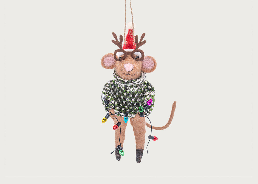 Christmas Party Mouse Felt Decoration