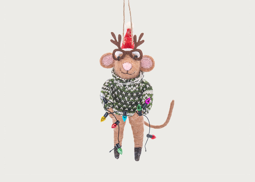 Christmas Party Mouse Felt Decoration