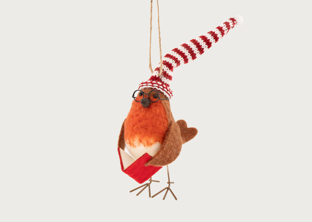 Robin Reading a Book Felt Decoration