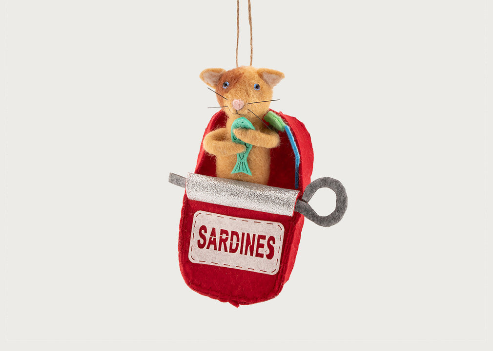 Cat in a Sardine Tin Felt Decoration