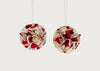 Flower Ball Ornament Set of 2 White & Red