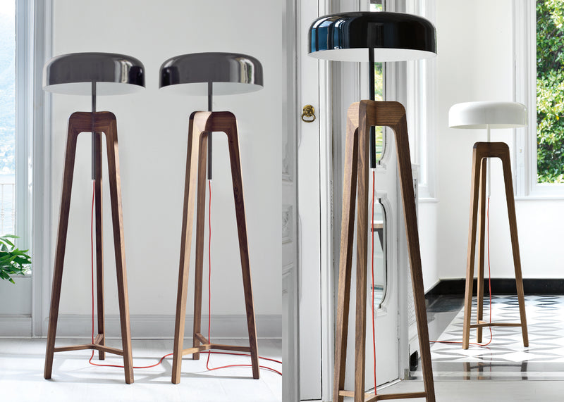 Pileo Alta Floor Lamp Walnut & Black Shade