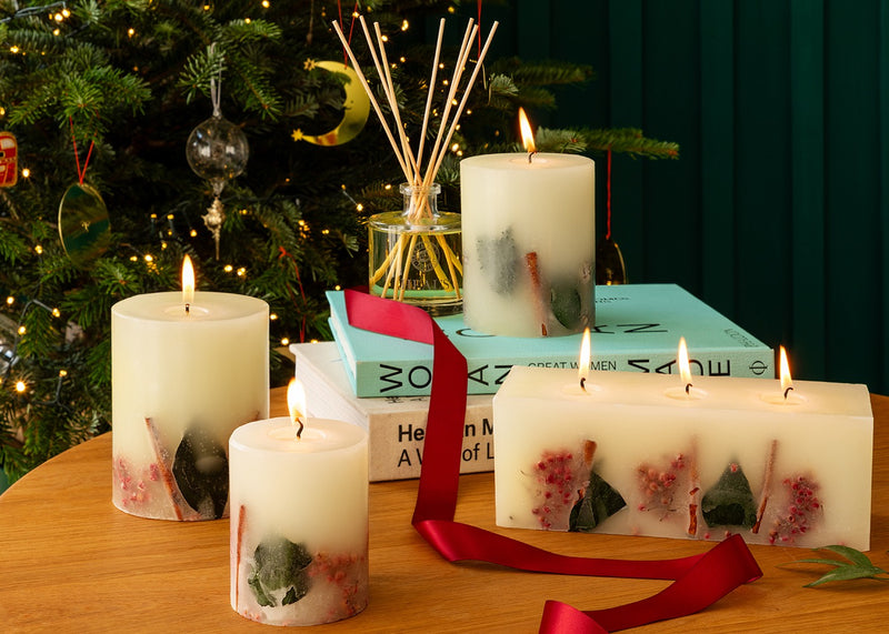 Winter Spice Scented Botanical Short Pillar Candle