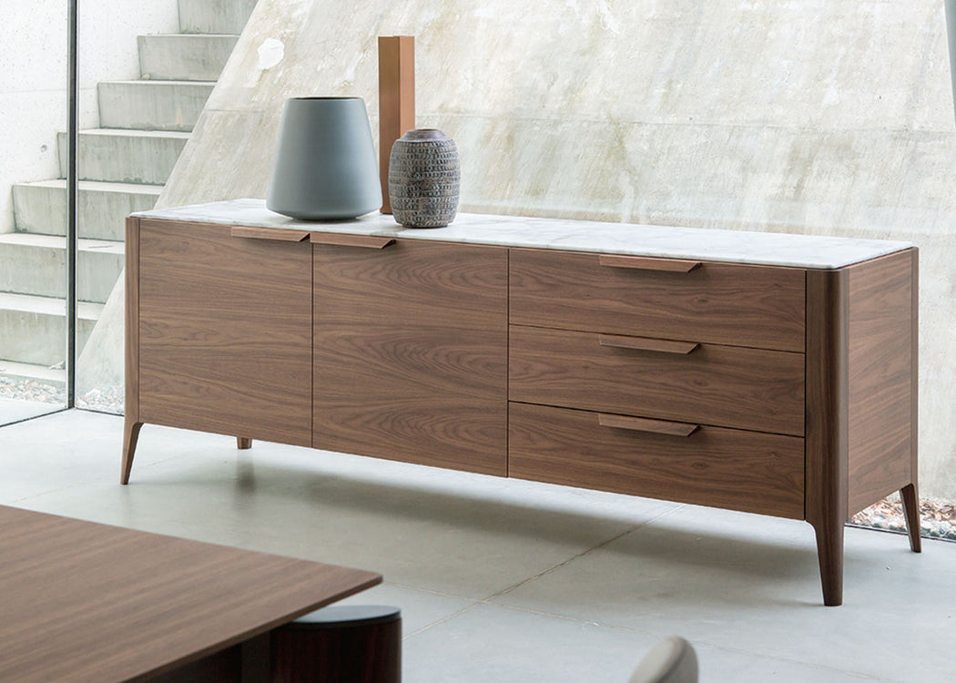 Atlante 3 Sideboard Walnut & Emperador Marble