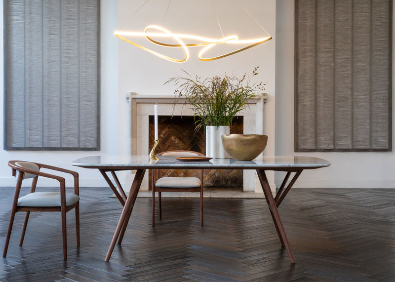 Anais Dining Table Walnut Marble Top