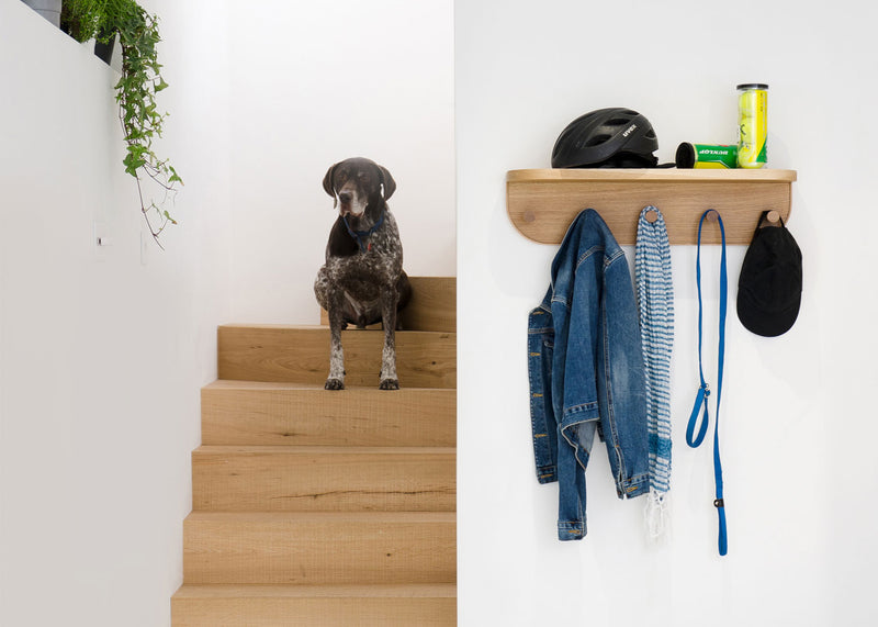 Oak Shelf with Hooks