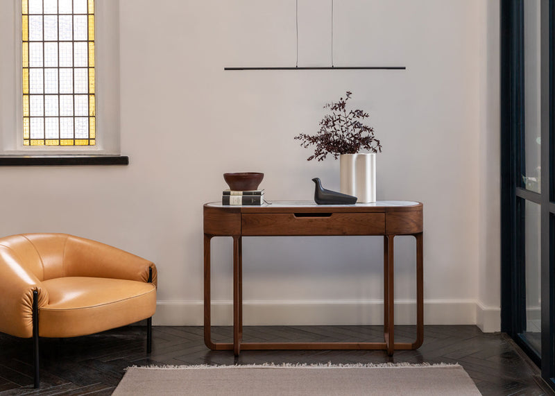 Anais Console with Marble Top Walnut