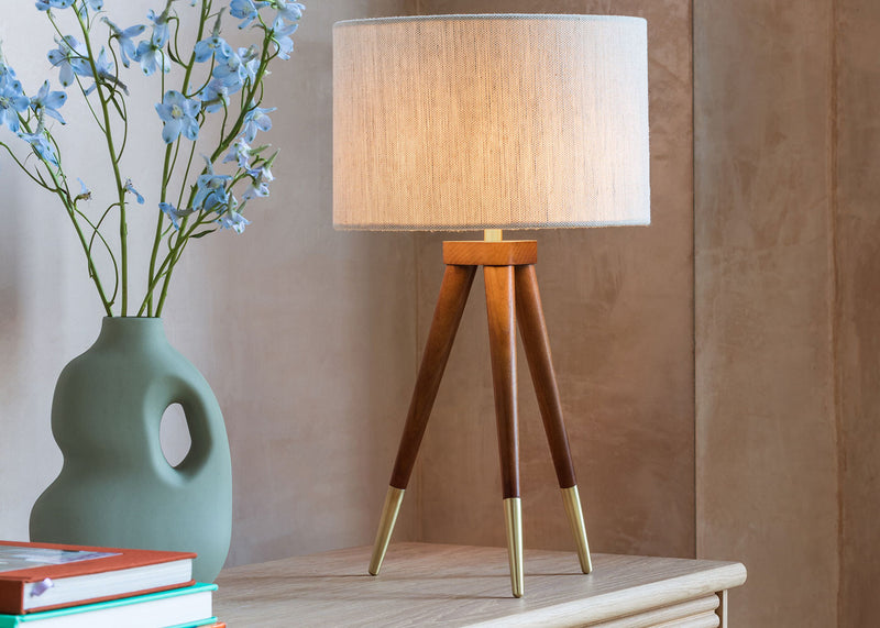 Hawkins Tripod Table Lamp Walnut Finish