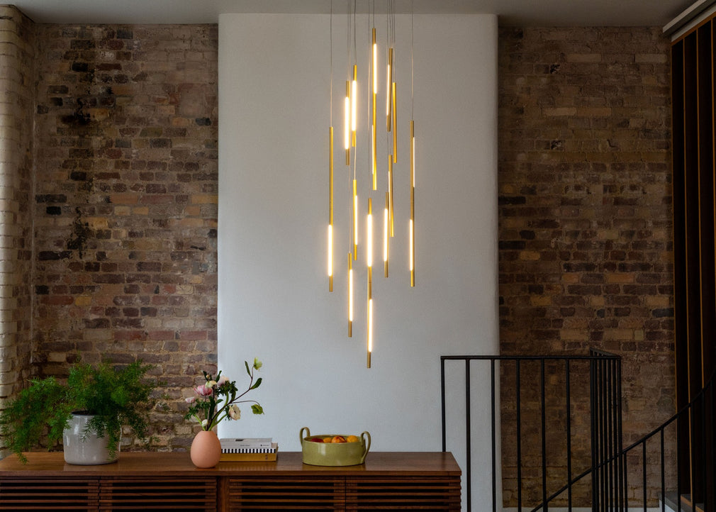 Saber LED Chandelier 12 Light Cluster Pendant Gold