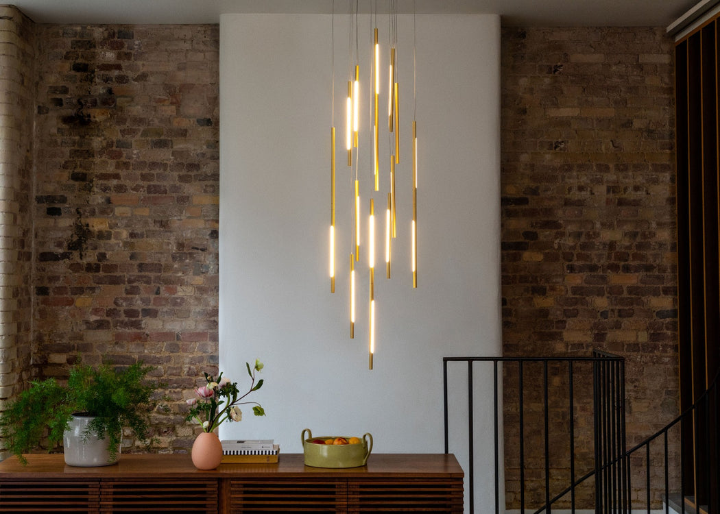 Saber LED Chandelier 12 Light Cluster Pendant Gold