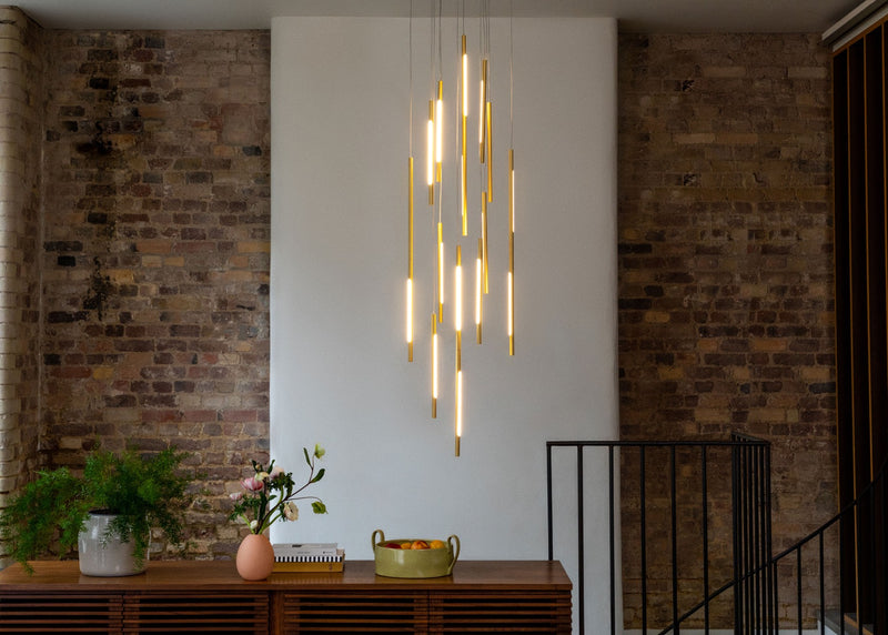 Saber LED Chandelier 12 Light Cluster Pendant Gold