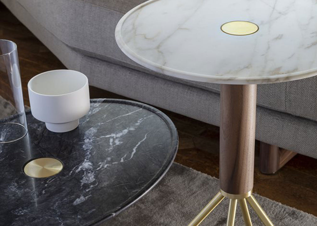 Jelly 55 Side Table Round White Calacatta Gold