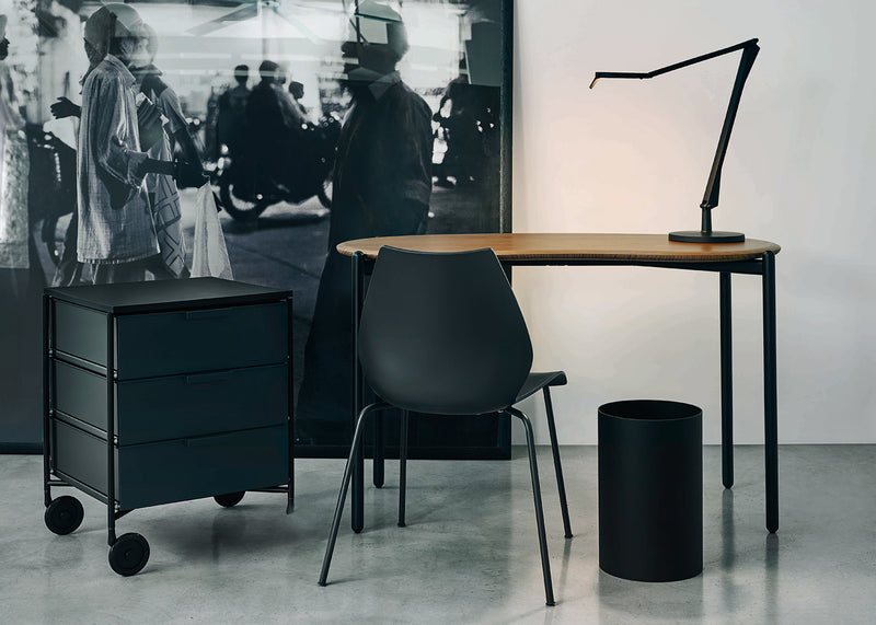 Lunat Desk Walnut Top Black Base