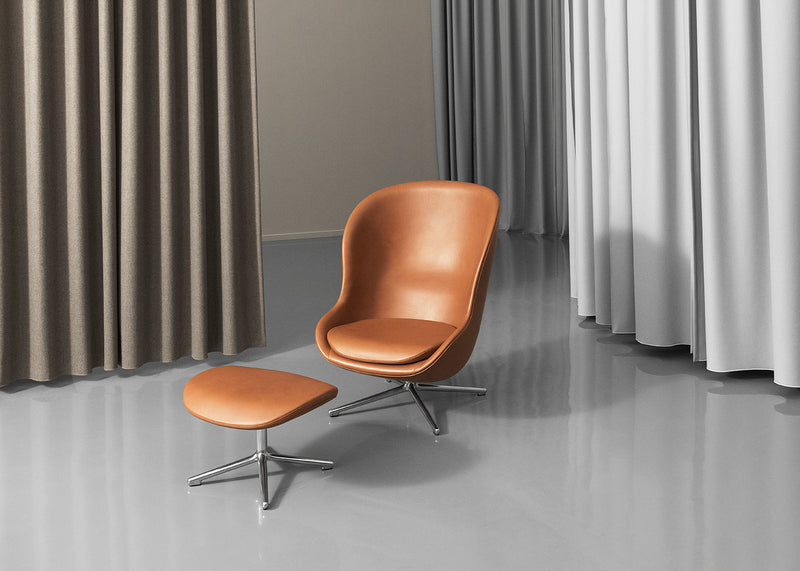 Hyg Swivel Footstool Alu Ultra Brandy Leather