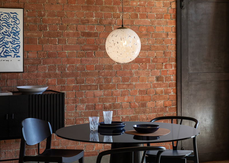 Speckled Glass Pendant Light White