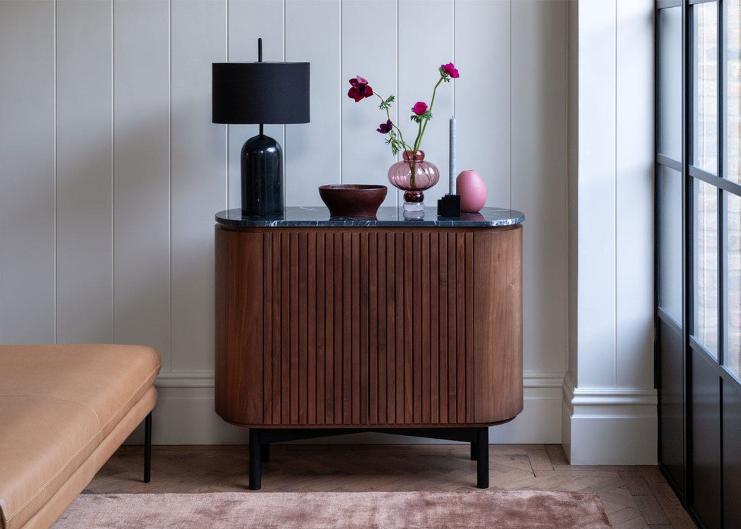 Remi Small Sideboard Walnut and Black Marble