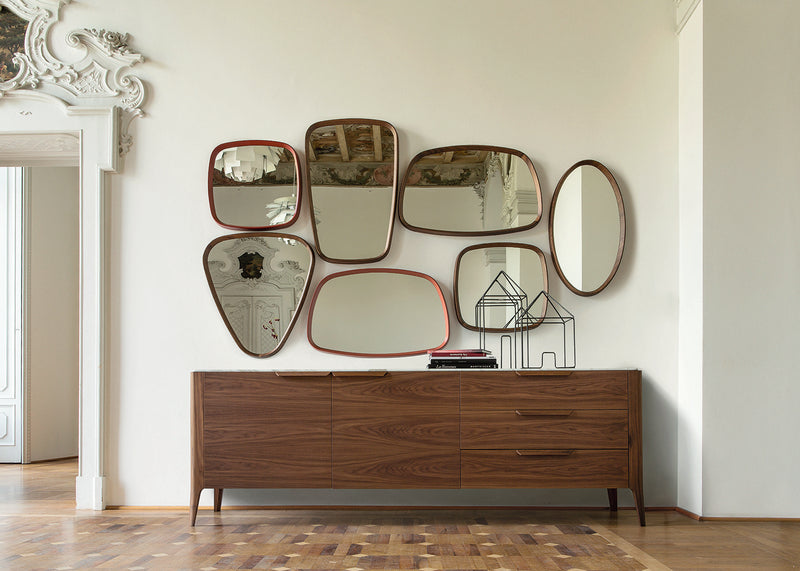 Mix 4 Square Wall Mirror Canaletta Walnut Small