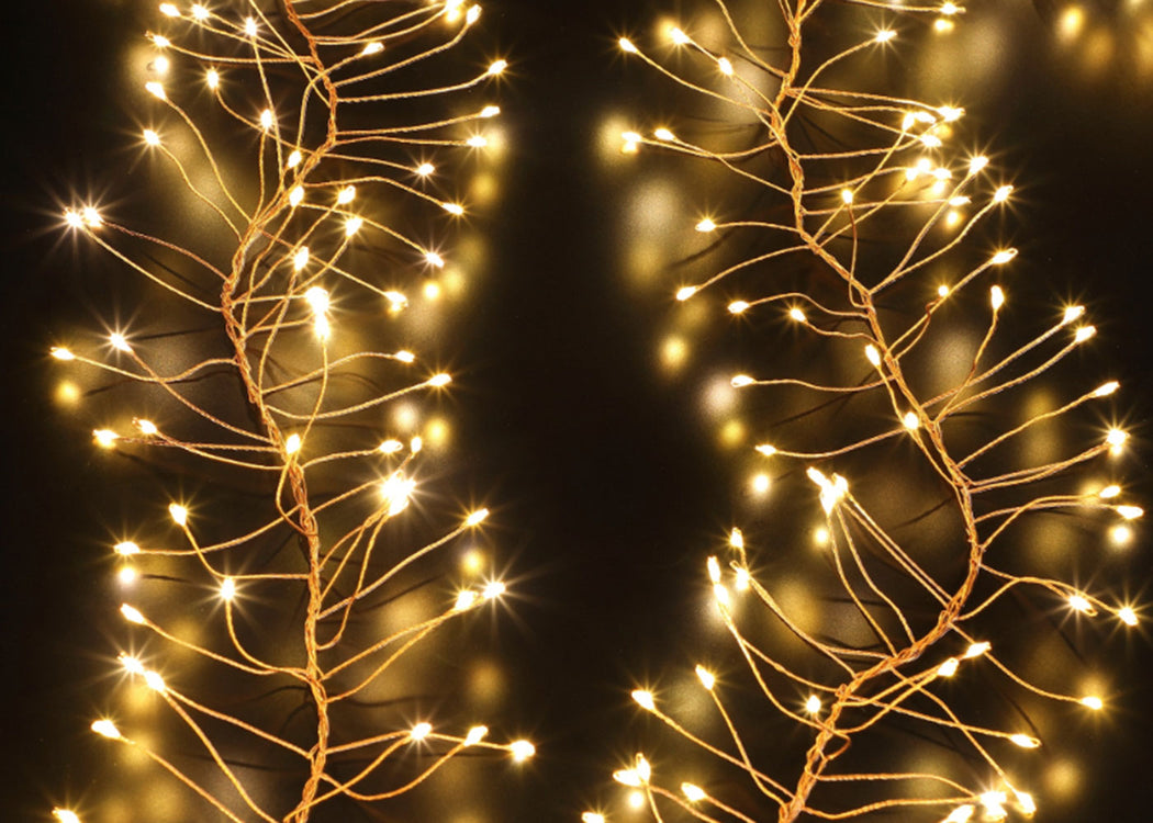 Warm White 720 LED Indoor or Outdoor Micro Cluster String Lights Copper Cable