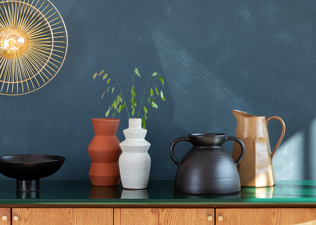 Terracotta Vase Black with Handles