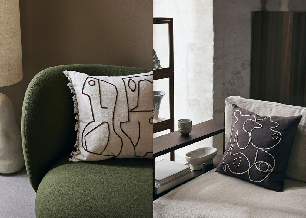 Figure Cushion Off-white & Coffee 50 x 50cm