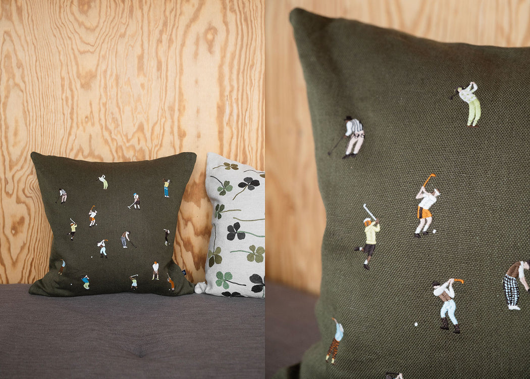 Golfers Embroidered Cushion 48 x 48cm