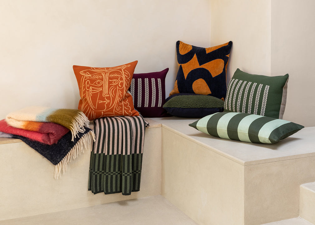 Heal's 59 Cushion Ochre & Navy 45 x 45cm