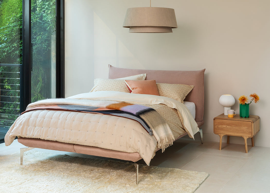 Mohair & Wool Stripe Throw Serenity Snow