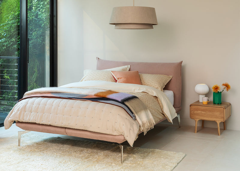 Mohair & Wool Stripe Throw Serenity Snow