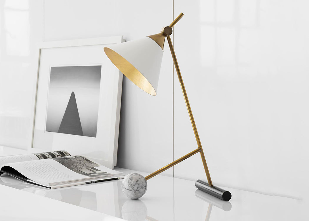Cleo Table Lamp Brass & White