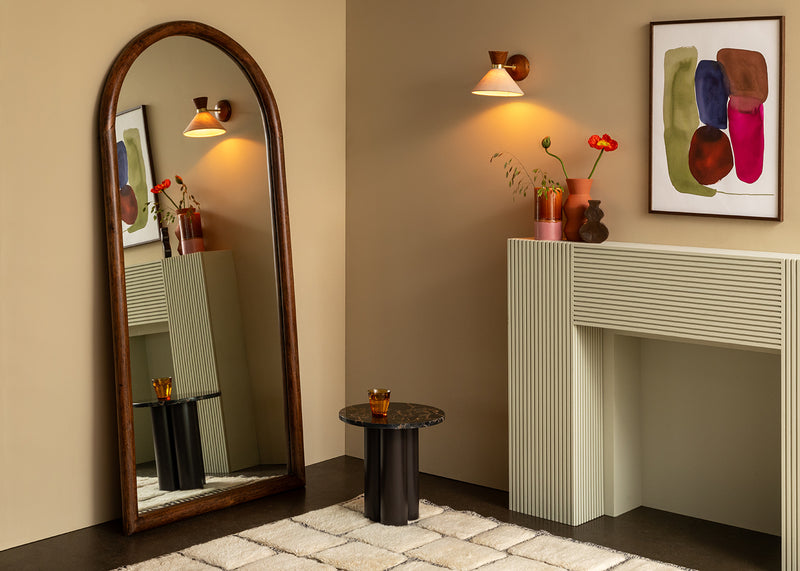 Genoa Arch Floor Mirror Walnut Finish 90 x 190cm