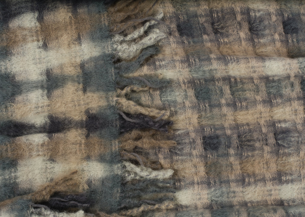 Mia Mohair & Wool Throw Blue